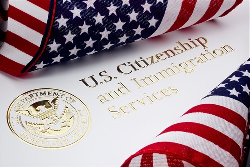 American Flag US Citizenship and Immigration Services Document
